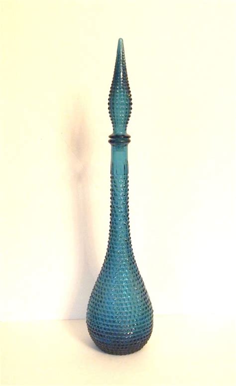 Vintage Genie Bottle Empoli D Rossini Blue Glass Decanter