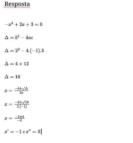 Determine os zeros ou raizes da função x² 2x 3 brainly br