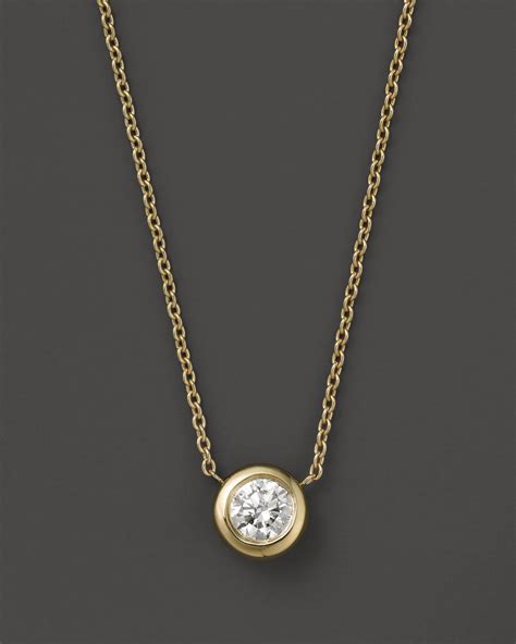 Roberto Coin K Yellow Gold Diamond Bezel Pendant Necklace Ct T