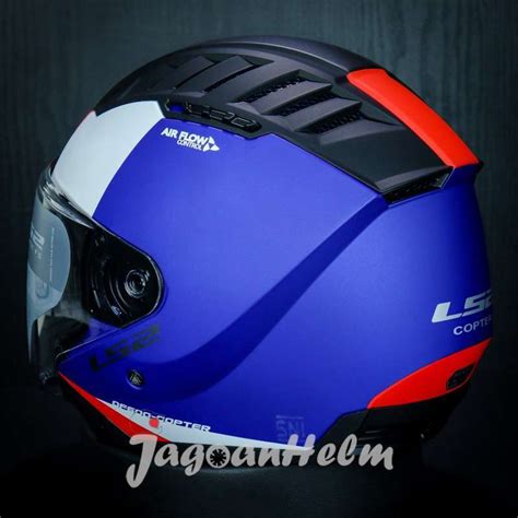 Jual Ls Helm Of Copter Urbane Matt Blue Red Double Visor Di