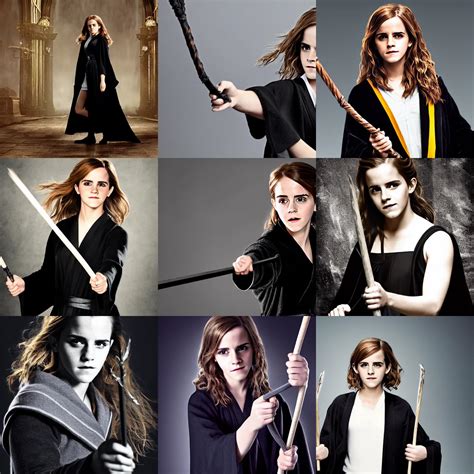 Emma Watson As Hermione Granger Wearing Black Robe Stable Diffusion