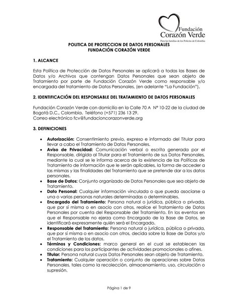 Política proteccion de datos personales HABEAS DATA by Fundación