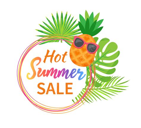 Hot Summer Sale Promotion In Circle Illustration Plant Flat PNG And Vector With Transparent