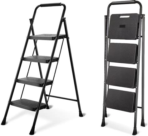 Boweiti Foldable Step Ladder Strong Metal Lightweight Wide Anti