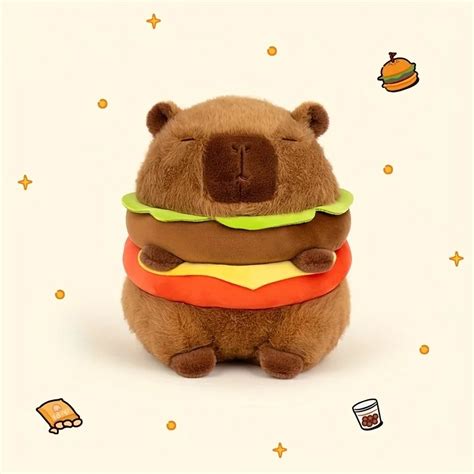 Capybara Hamburger Plush Brinquedo Anime Colecionável Presente Único