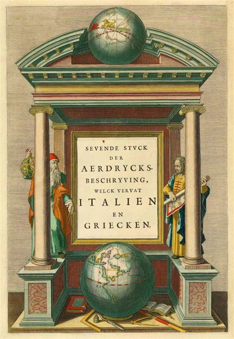 Antique Map Of Atlas Title Page By J Blaeu Sanderus Antique Maps