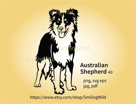 Australian Shepherd Dog Svg Clip Art Aussie Cut File Digital Etsy