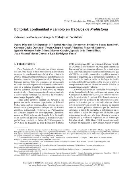 PDF Continuidad Y Cambio En Trabajos De Prehistoria