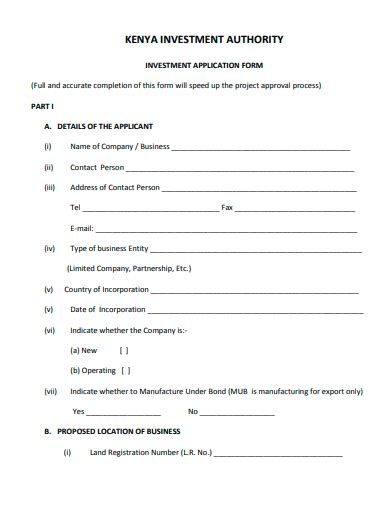 Free Investment Application Form Samples In Pdf Ms Word