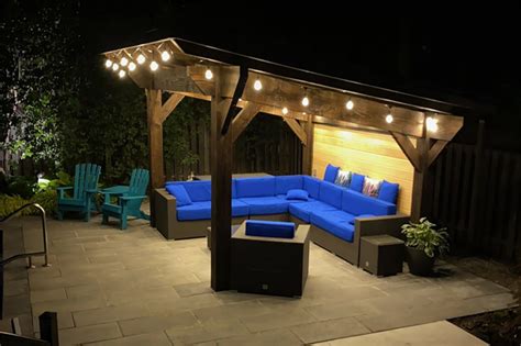 Mono Slope Pavilion Ontario Outdoor Rooms Night Pics 2 Opt Ontario