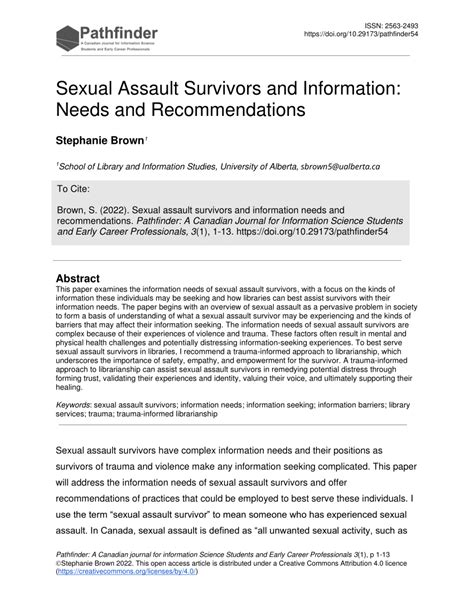 Pdf Sexual Assault Survivors And Information Needs And Recommendations