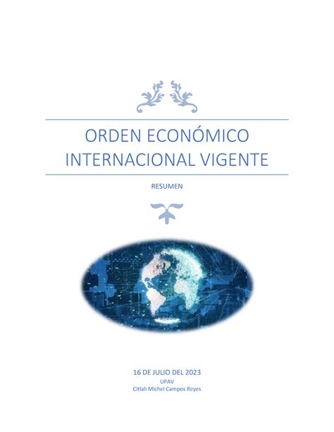 Orden Económico Internacional vigente m ORDEN ECONMICO INTERNACIONAL