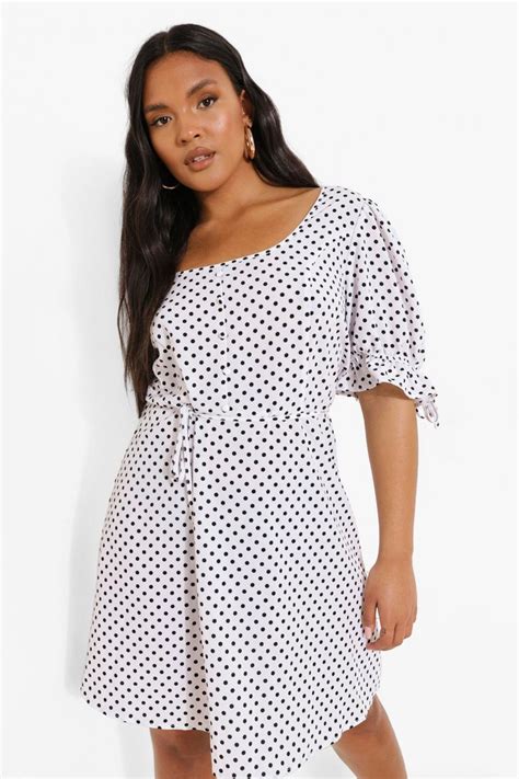 Plus Woven Polka Dot Tea Dress Boohoo