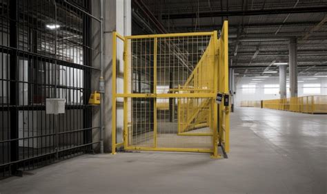 Premium Ai Image A Yellow Gate Is Open To A Large Room With A Yellow