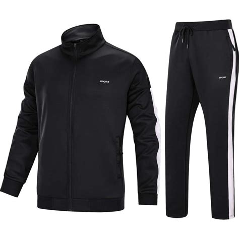 Magnivit Men’s Tracksuit 2 Piece Athletic Full Zip Jogging Running Suits Set Black Magnivit