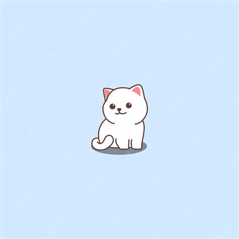 Premium Vector Cute White Cat Sitting Cartoon Vector Illustration