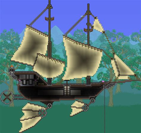 My 2nd Pirate Ship With More Of A Steampunk Feel To It Rterraria