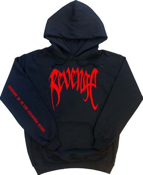 Xxxtentacion Hoodie Revenge Design On Front And Sleeve Black Etsy