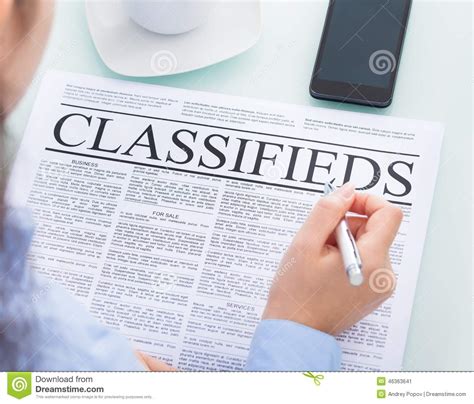 Businesswoman Reading Classifieds Stock Image Image Of Newspaper Female 46363641