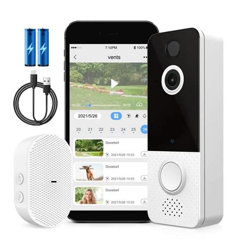 Wireless Video Doorbell Camera 1080p Hd Wifi Smart Home Security Camera With Chime And Batteries