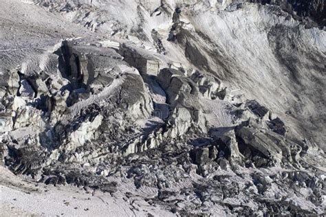 Crack In The Glacier In The Mountains With Blue Ice Stock Image Image