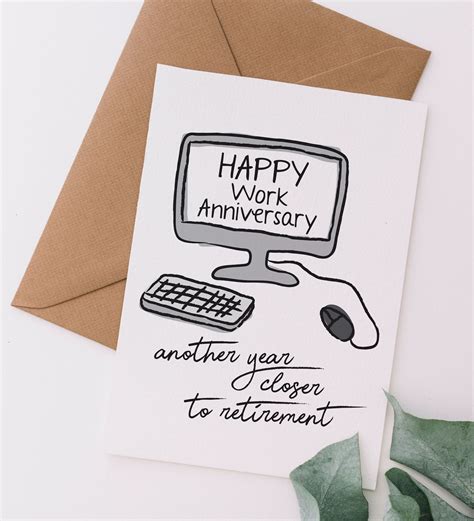 Funny Work Anniversary Card Work Anniversary Another Year Etsy