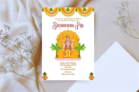 Satyanarayana Pooja Invitation Editable Satyanarayan Katha Invite