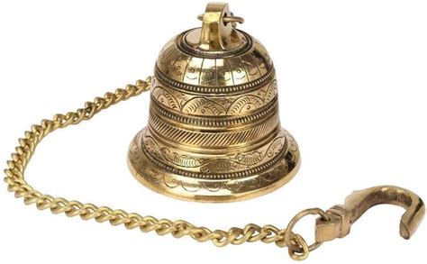 Torppeza Brass Wall Hanging Bell With Chain And Hanging Hook For Home Mandir Temple Decorative I