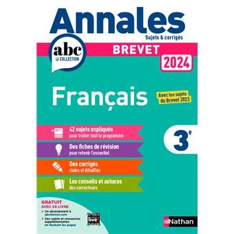 Annales Brevet Français 2024 Corrigé Dernier livre de Thomas