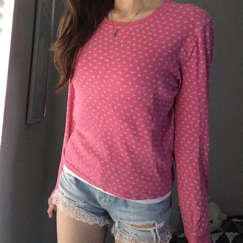 Women S Pink And White Shirt Depop