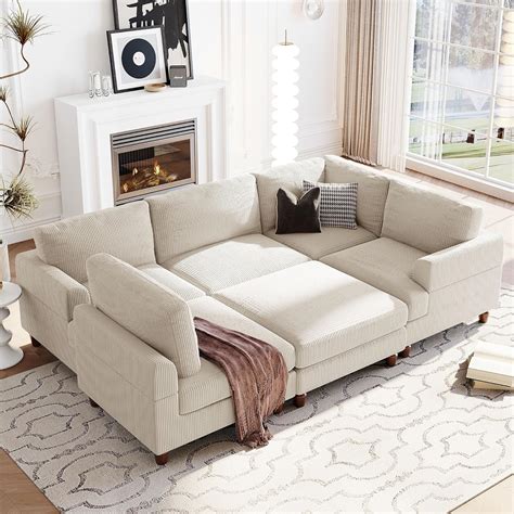 Amazon FANYE U Shaped Corduroy Oversized Modular Sectional Sofa