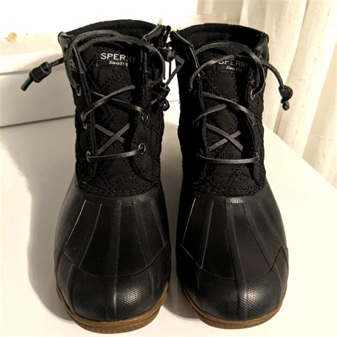 Quilted Sperry Black Duckrain Boots Gem