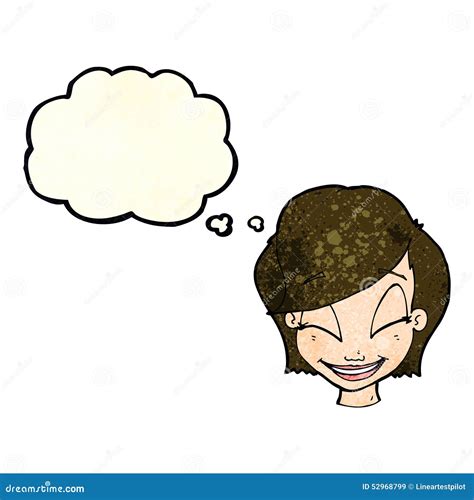 Cartoon Pretty Female Face With Thought Bubble Stock Illustration