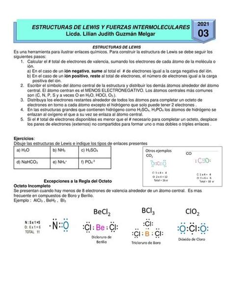 Estructuras De Lewis Y Fuerzas Intermoleculares R M Aztec UDocz