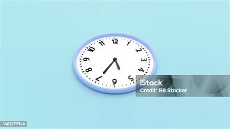 Light Blue Wall Clock On A Light Blue Background Stock Illustration ...