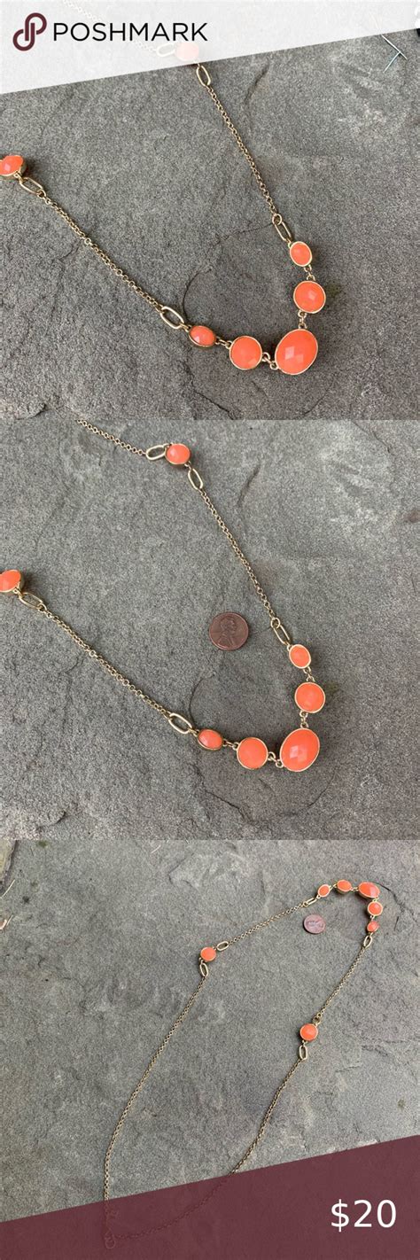 Banana Republic Long Necklace Peach Stones Long Necklace Womens