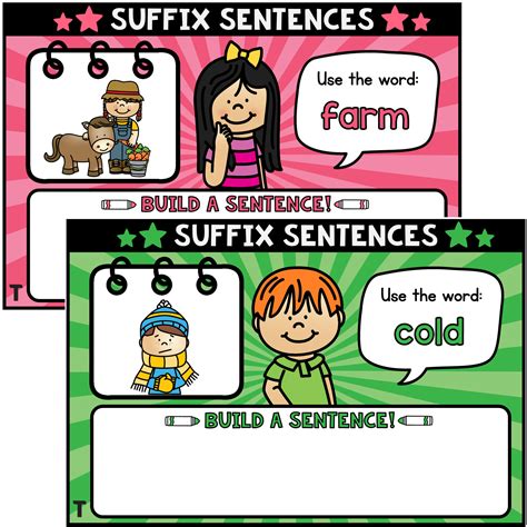 Suffix Task Cards Suffix Sentences Top Teacher