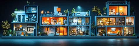 A Cutaway View Of A Modern House Showing The Interior Design Of Each
