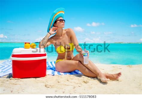 Woman Bikini Sunbathing On Beach Exuma Stock Photo Shutterstock