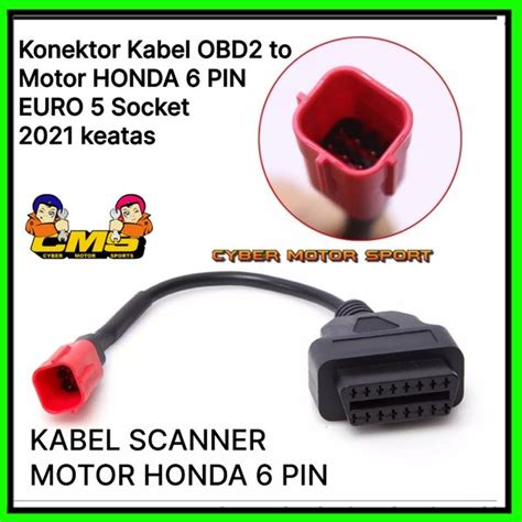 Jual Kabel Scanner Motor Honda Suzuki Yamaha Kawasaki Obd2 Ke 6 Pin