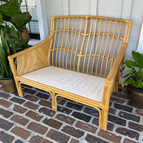 Vintage Rattan Bamboo Loveseat Midcentury Rattan Loveseat Etsy