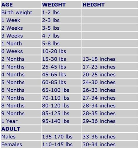 Great Dane Weight Chart