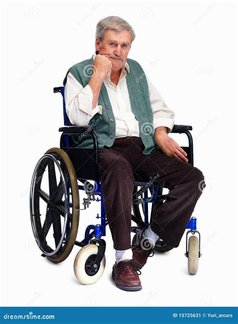 Older Man Sitting Isolated On A Wheelchair Stock Image Image Of Handicap Background 15725631