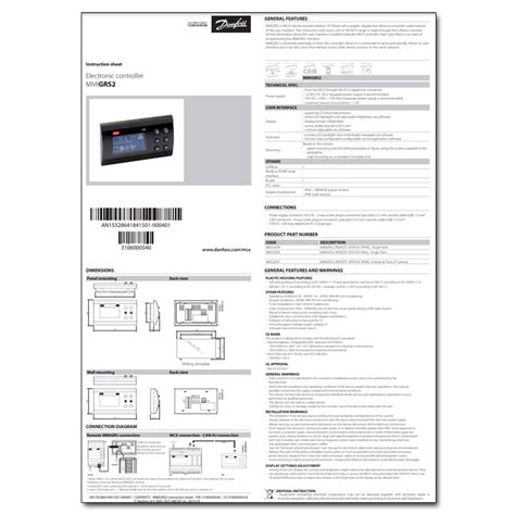 Hunter Liberty Corp Danfoss MMIGRS2 Control Panel Instructions