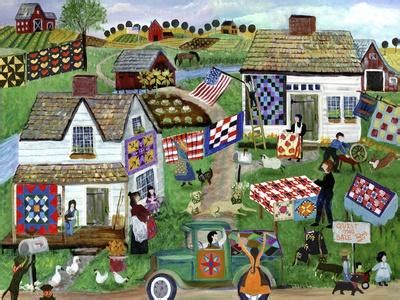 Country Folk Art Quilt Tag Sale Giclee Print Cheryl Bartley Art