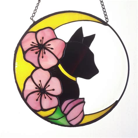 Suncatcher Stained Glass Cat Lucky Cat Suncatcher Stained Etsy