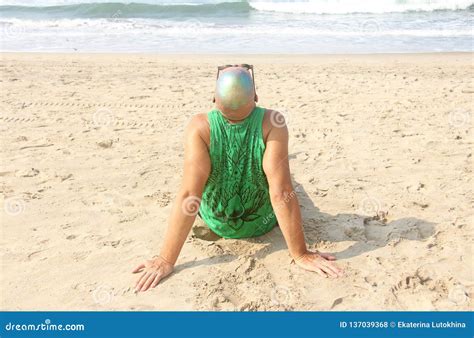 A Bald And Unusual Young Man A Freak With A Shiny Bald Head An Stock
