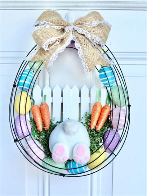 Whimsical Dollar Tree Bunny Butt Easter Egg Wreath DIY Remodelaholic