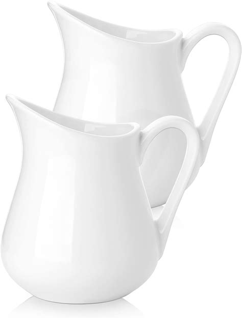 Jhnif 2pcs Vintage Pure White Ceramic Creamer With Handle