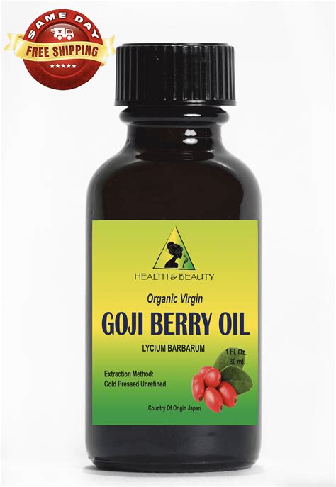 Goji Berry Seed Oil Unrefined Organic Virgin Cold Pressed Pure Glass Bottle 10 Oz